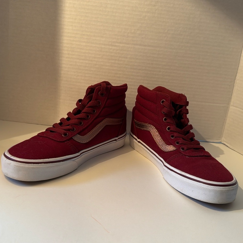 Vans Off the Wall Maroon with Bronze Sneakers Classic Style